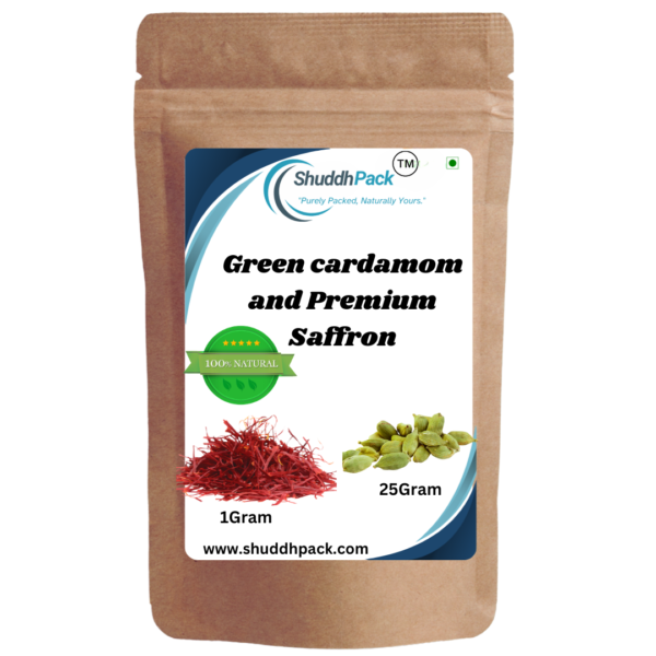 ShuddhPack 1 Gram Saffron (Kesar) & 25 Gram Green Cardamom