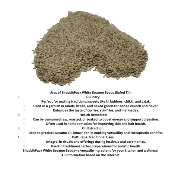 ShuddhPack White Sesame Seeds (Safed Til) Whole Sesame (White, Natural)