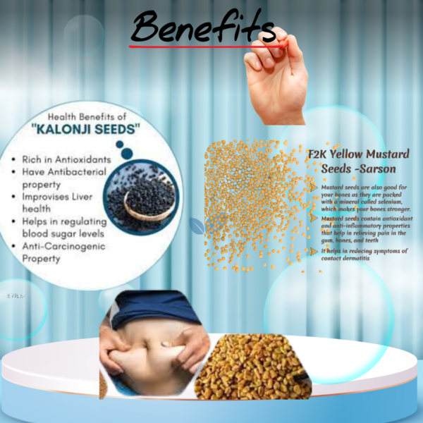ShuddhPack Yellow Mustard Seeds, Kalonji (Nigella Seeds), Methi Dana (Fenugreek Seeds) – Premium Whole Spices Combo – 3 x 100g