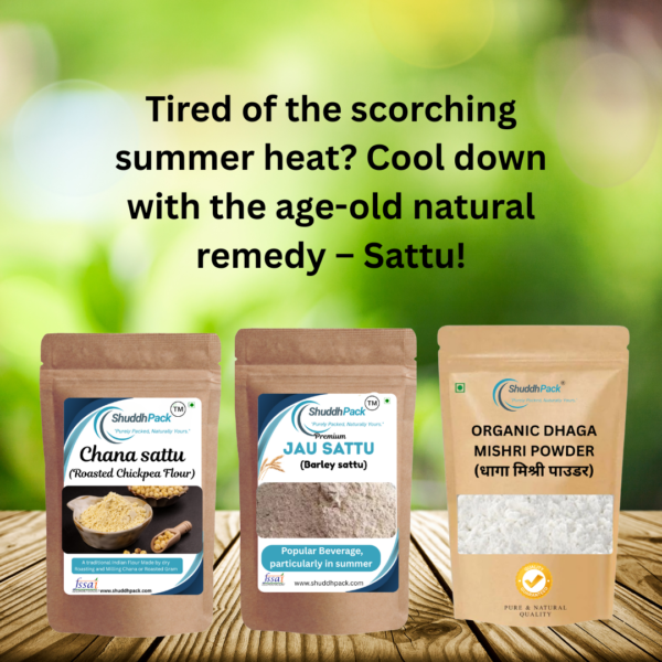shuddhpack combo jau sattu,chana sattu and Mishri powder