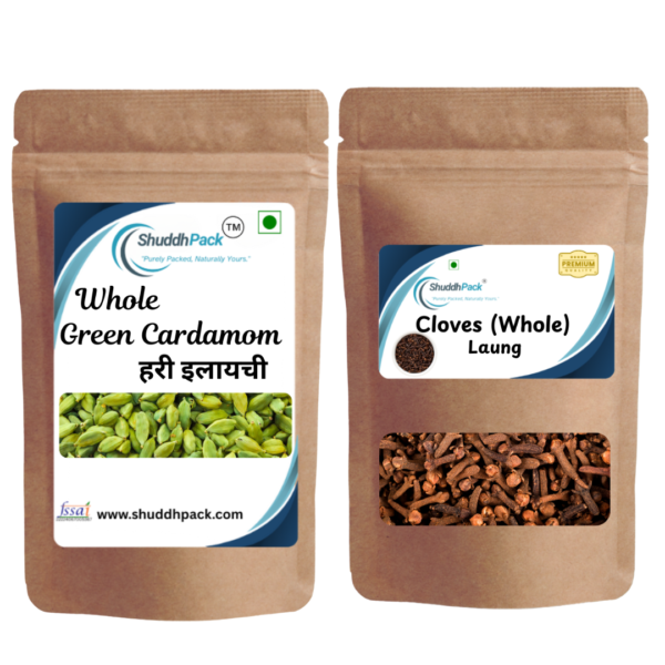 Shuddhpack Premium Green Cardamom & Clove Combo Pack – 100g Each