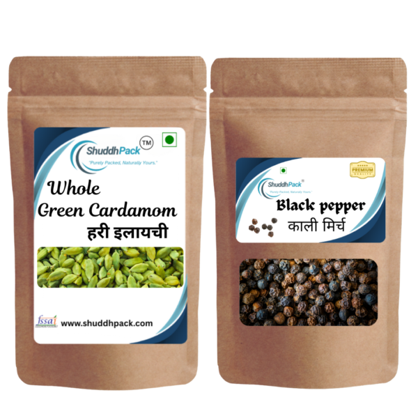 ShuddhPack Green Cardamom & Black Pepper Combo – 100g Each